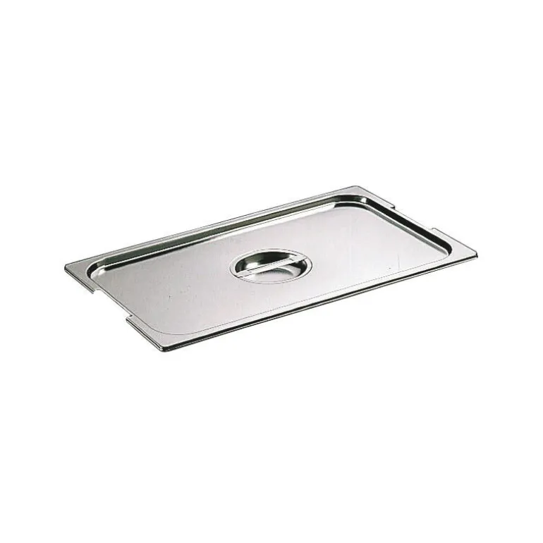 Couvercle inox avec poignée GN 2/1 - pour bac gastronorme avec anses fixes ou escamotables