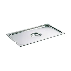 Couvercle inox avec poignée GN 1/1 et encoche pour louche - pour bac sans anse