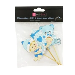 Cupcake Toppers Bébé garçon en bois (x3)
