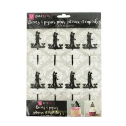Cupcake Toppers couple enlacé (x 8)