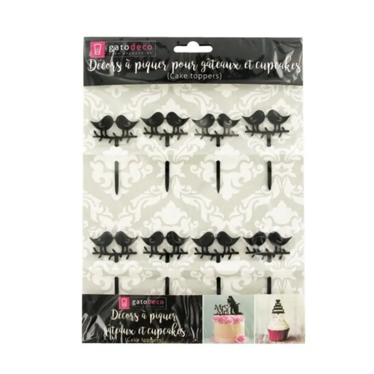 Cupcake Toppers Love Birds (x 8)