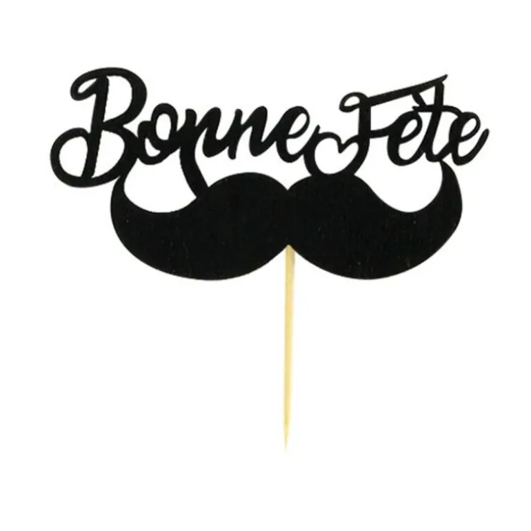 Cupcake Toppers Moustache "Bonne Fête" (x 2)