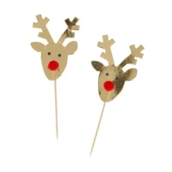 Cupcake Toppers Rennes Dorés (x6)