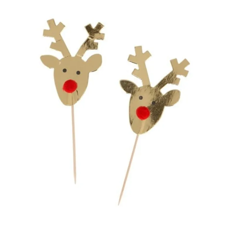 Cupcake Toppers Rennes Dorés (x6)