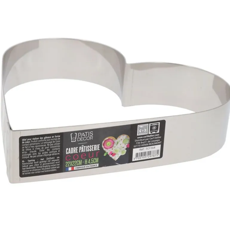 Cœur à mousse inox H 4,5 cm L 22 cm