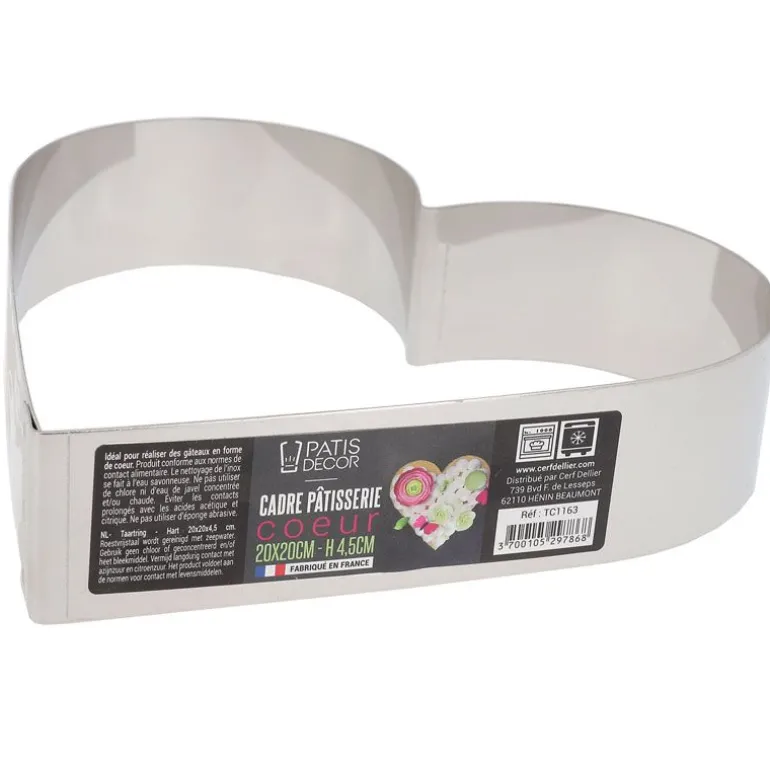 Cœur à mousse inox H 4,5 cm L 20 cm