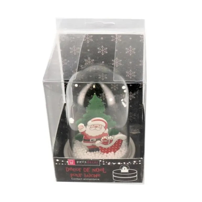 Décor de noël pour bûche "boule à neige Père Noël" à poser