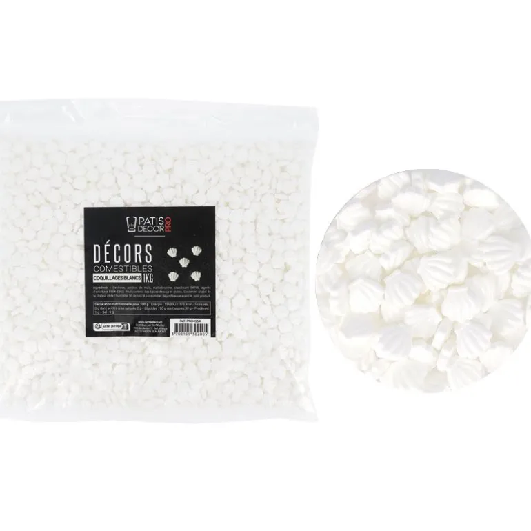 Décors comestibles coquillages blancs 1 kg