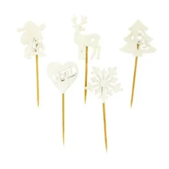 Décors de Noël en bois vintage pailleté (x10)