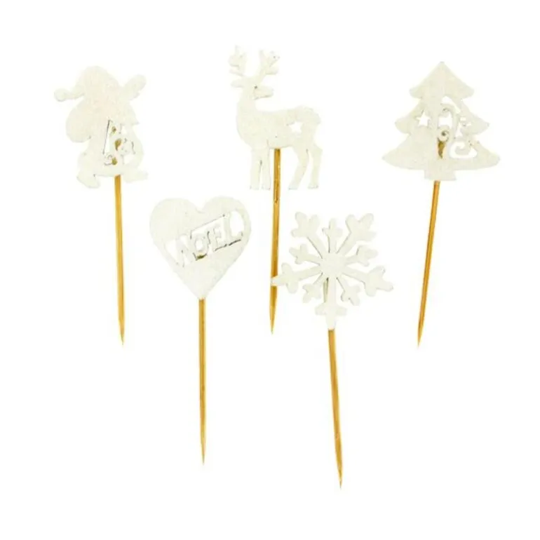 Décors de Noël en bois vintage pailleté (x10)