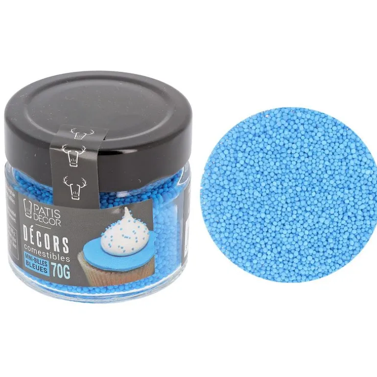 Décors mini billes comestibles bleues