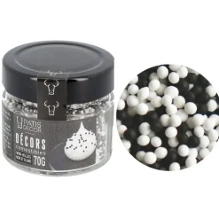 Décors mini billes noires et blanches