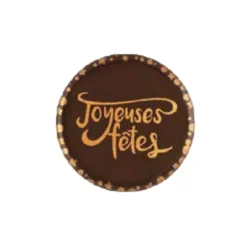 Disques scintillants chocolat noir Joyeuses Fêtes (x96)