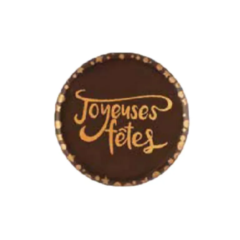 Disques scintillants chocolat noir Joyeuses Fêtes (x96)