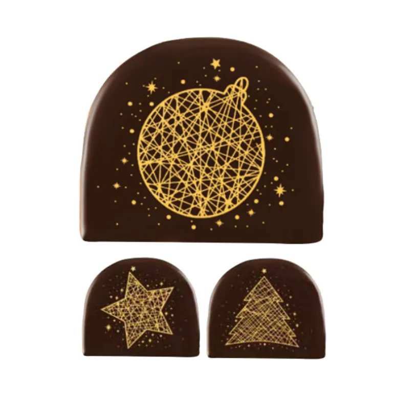Embouts de bûches chocolat noir Or assortis (x42)