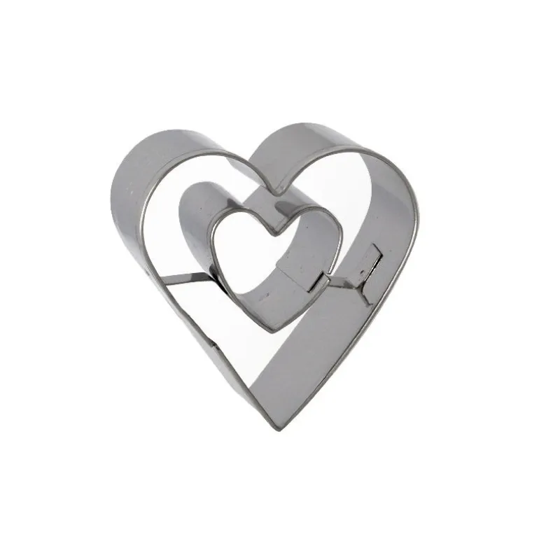 Emporte-pièce double Coeur inox 4,6 cm