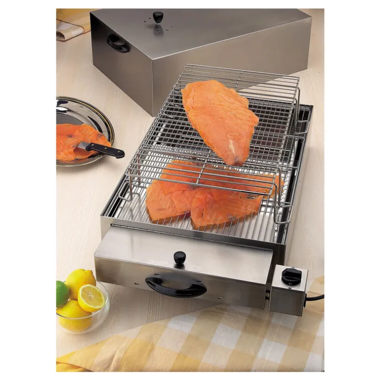 Fumoir inox 2 étages pour fumage à froid 71,5 x 41,5 x 36 cm