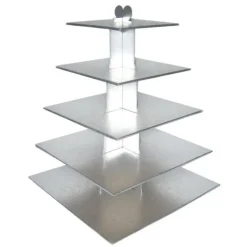 Grand présentoir cupcakes argent carré - hauteur 56 cm