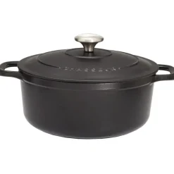 Le Chasseur cocotte ronde avec couvercle noire 24 cm