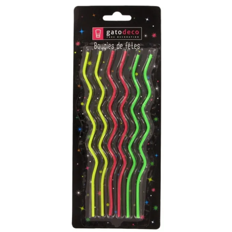Longues bougies zig-zag (x 6)