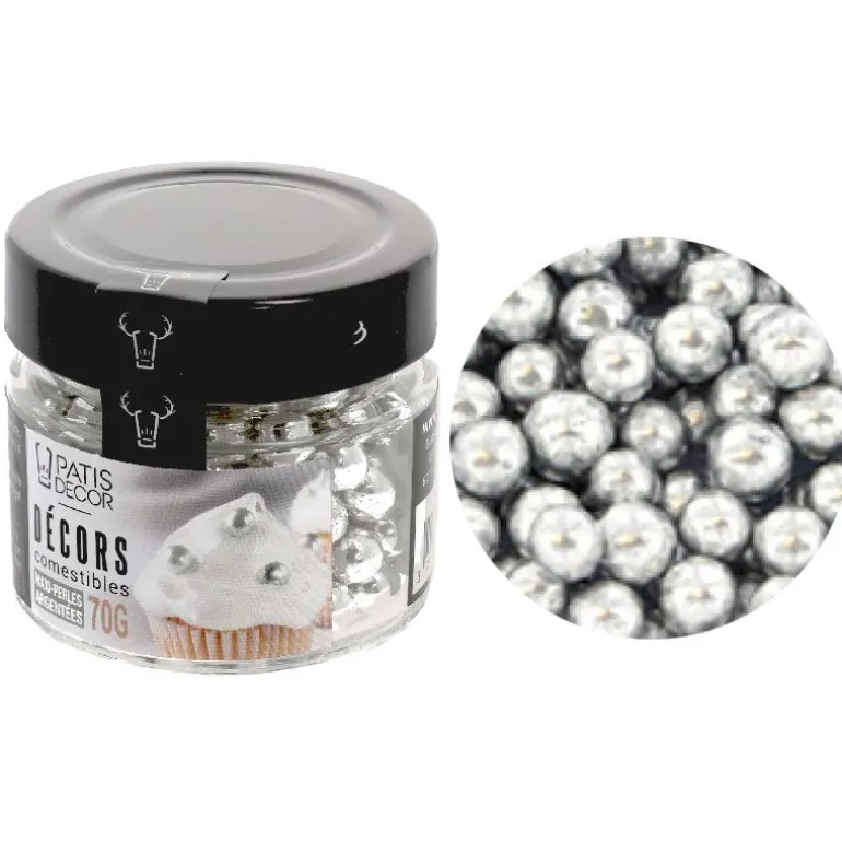 Maxi perles argentées comestibles Ø 8 mm 70 g