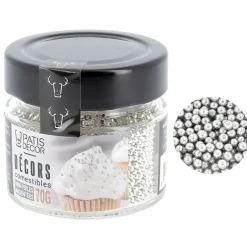 Mini perles argentées comestibles Ø 2 mm 70 g