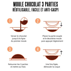 Moule chocolat en 3 parties 5 demi sphères