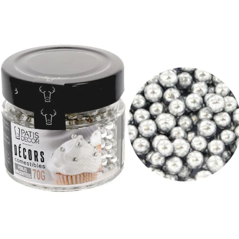 Perles argentées comestibles Ø 5 mm 70 g