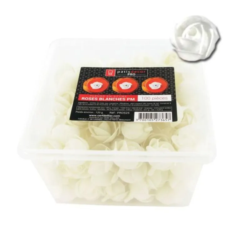 Petites roses blanches en azyme (x100)