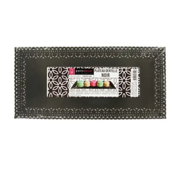 Plateau dentelle rectangulaire noir