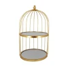 Présentoir cage à oiseaux doré 2 étages Patisdécor 25 cm