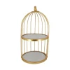 Présentoir cage à oiseaux doré 2 étages 20 cm