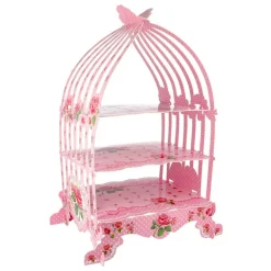 Présentoir cage à oiseaux rose