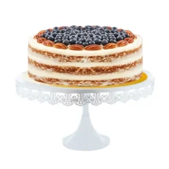 Présentoir gâteau blanc broderie Ø 35 cm