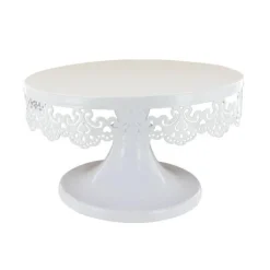 Présentoir gâteau blanc broderie Ø 18 cm