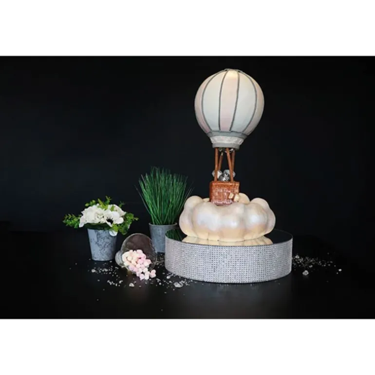 Présentoir gâteau effet miroir et contour en strass 20 cm