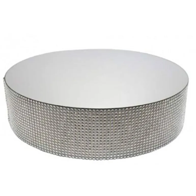 Présentoir gâteau effet miroir et contour en strass 35 cm