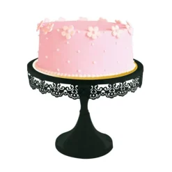 Présentoir gâteau noir broderie Ø 23 cm