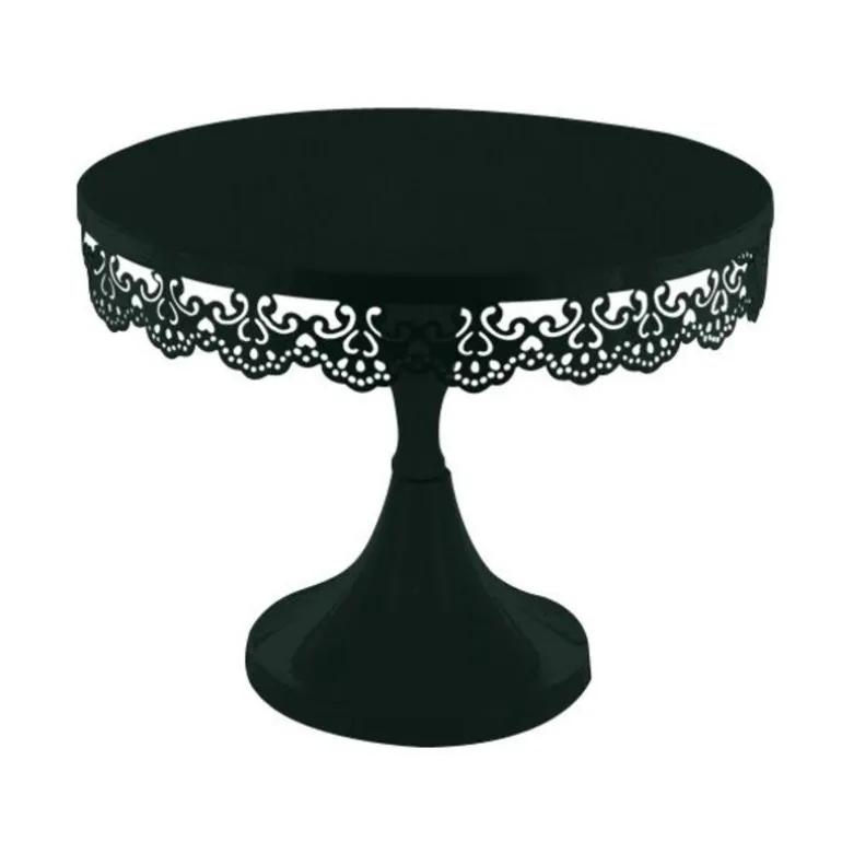 Présentoir gâteau noir broderie Ø 23 cm
