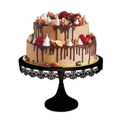 Présentoir gâteau noir broderie Ø 30 cm
