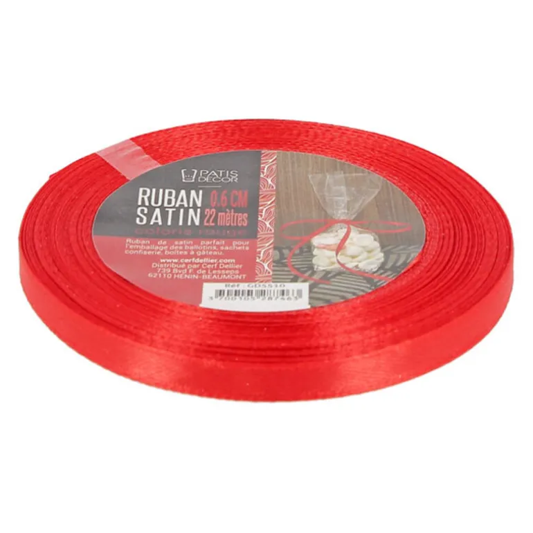 Ruban rouge satin (22 m)