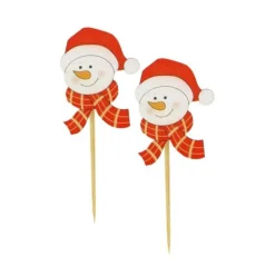 Tête bonhomme de neige Noël sur pique (x50)
